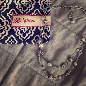Brighton double strand pearl and crystal necklace